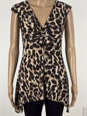 CHAPTER ONE Cap Sleeve V-Neck Twist Knot Fitted Bodice High/Low See Video